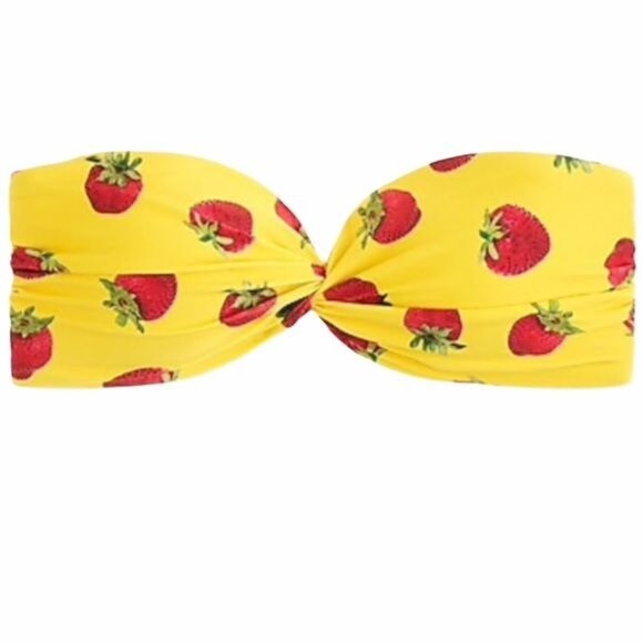 J. Crew Edie Parker Saffron Strawberry Print Bandeau High leg Bikini XXS NWT - Picture 2 of 9